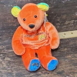Nascar Gordon #24 Orange Plush Bear with Yellow and Blue Accents